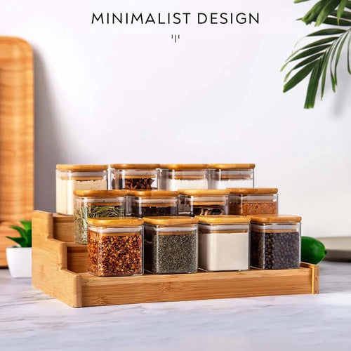 "Chic Spice Jar Set – Airtight Glass Spice Containers for Kitchen Organization"