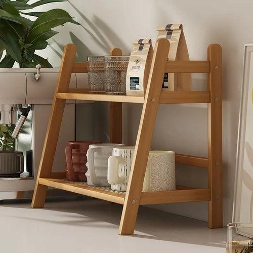 "Bamboo Countertop Spice Rack Organizer – Tiered Kitchen Spice Storage Stand"